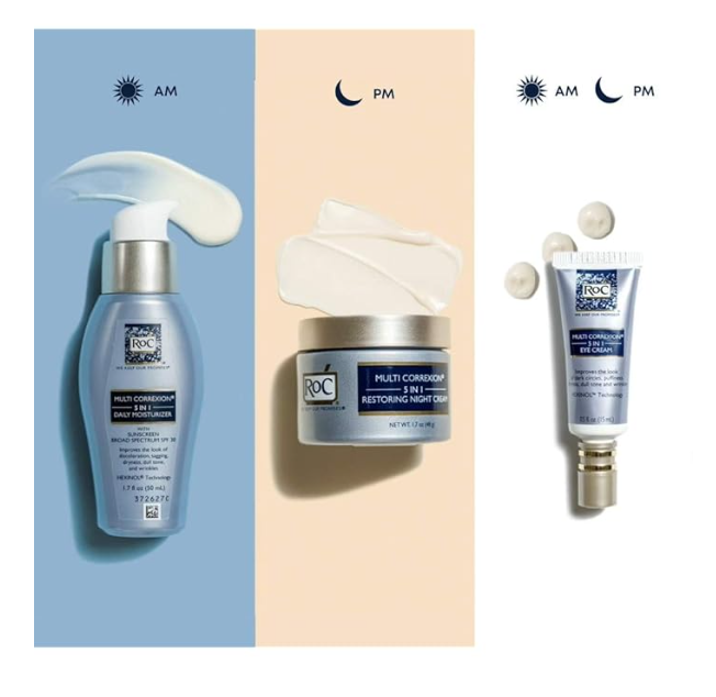 RoC Multi Correxion 5 in 1 Anti-Aging Eye Cream for Puffiness, Under Eye Bags & Dark Circles, Skin Care Treatment with Shea Butter, 0.5 Ounces (Packaging May Vary) 24Hr Smart